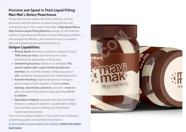 Yüksek viskoziteli sıvılar için yüksek hızlı döner dolum makinesi