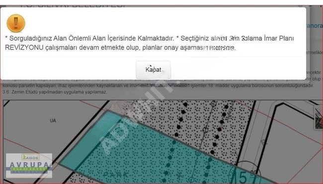 AVRUPA GARİMENKUL'den İMAR İÇİNDE 1,911 m2 YATIRIMLIK