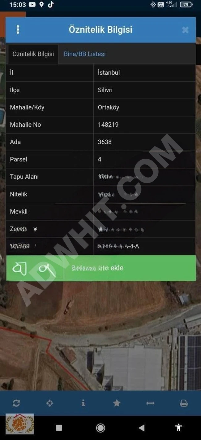 Two adjacent plots of land for sale in SİLİVRİ ORTAKÖY