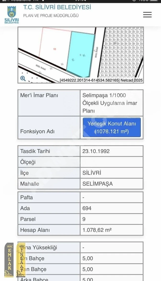 %25 VİLLA İMARLI GÜNEY KÖŞE ARSA