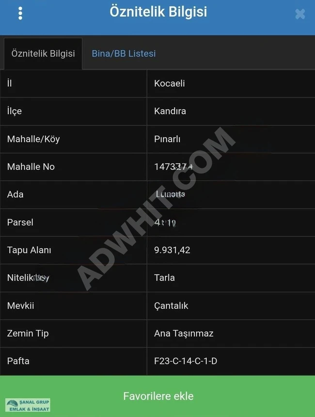 ŞANAL GRUP'TAN KANDIRA PINARLIDA YATIRIMLIK SATILIK ARSA