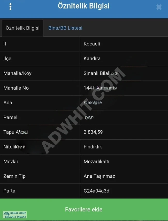 ŞANAL GRUP'TAN KANDIRA SİNANLI BİLALLIDA FIRSAT SATILIK ARSA