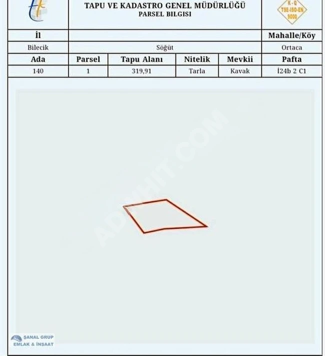 ارض زراعية بالقرب من القرية من ŞANAL GRUP (للبيع العاجل)