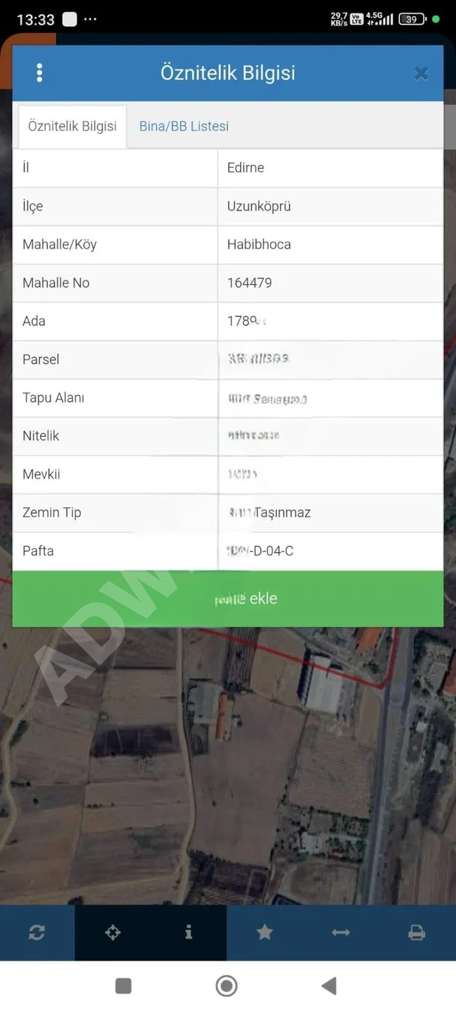 Agricultural land with an area of 7,507 square meters in Edirne Uzunköprü Habibhoca