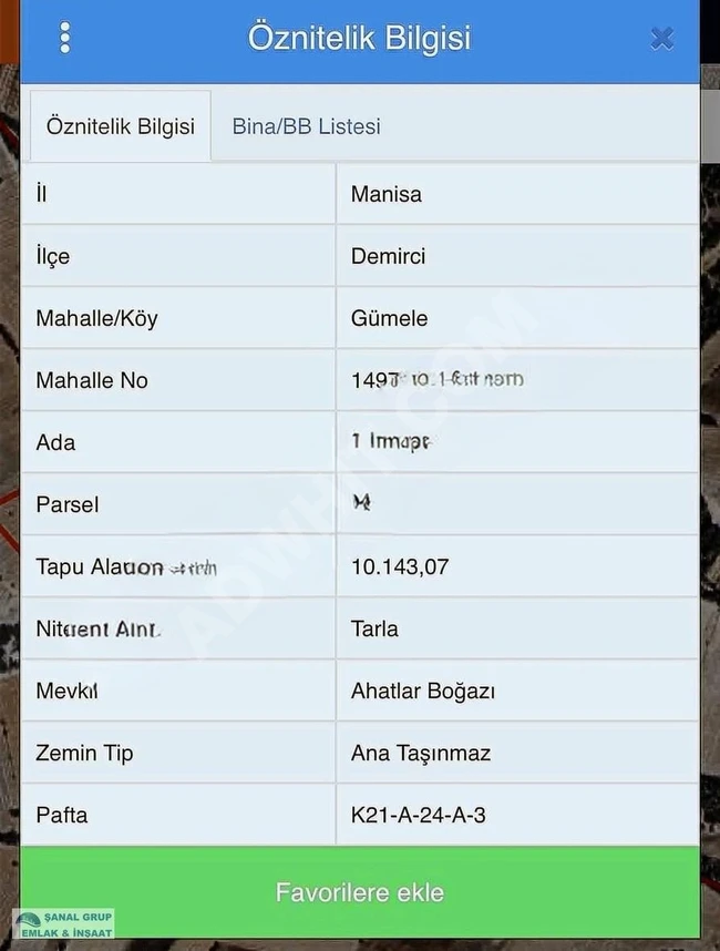 أرض مستقلة بمساحة 10,143 متر مربع للبيع في MANİSA DEMİRCİ