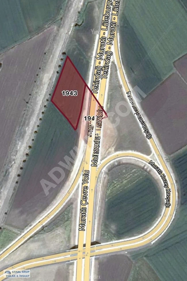 أرض زراعية مساحتها 5151 متر مربع في TEKİRDAĞ MURATLI بالقرب من منطقة تنظيم الصناعات، ولها سند ملكية منفصل.