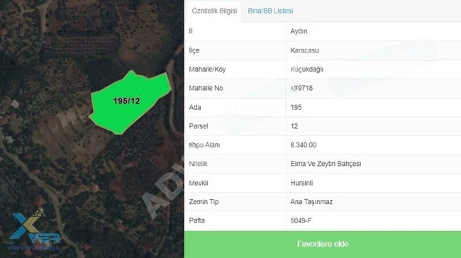 AYDIN KARACASU KÜÇÜKDAĞLIDA SATILIK 8.340m² BAĞ BAHÇE