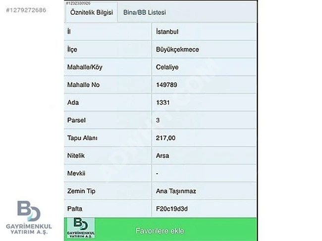 CELALİYEDE 3 KAT İMARLI 217 M2 ARSA