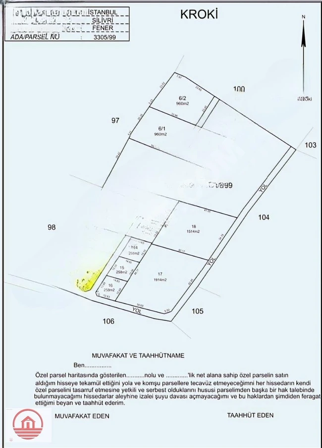 SİLİVRİ FENER KÖYÜN'DE 765 M2 İYİ KONUMDA KÖŞEBAŞI TARLA