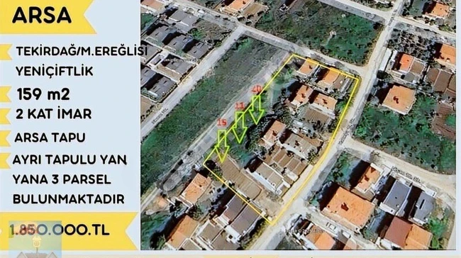 فرص استثمارية: 3 قطع أراضي متجاورة في Yeniçiftlikte