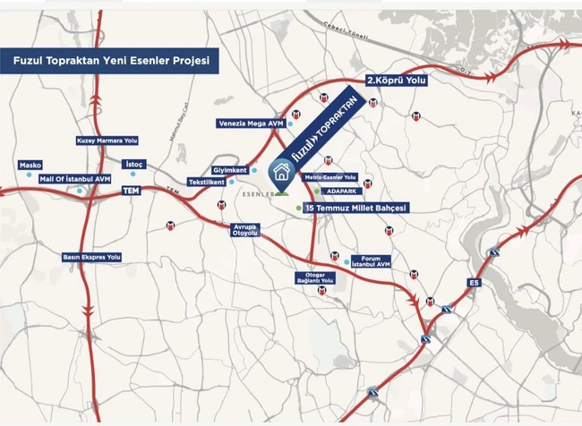 15 Temmuz Parkı'nın yanında, YENİ ESENLER sitesi içinde 3+1 daire