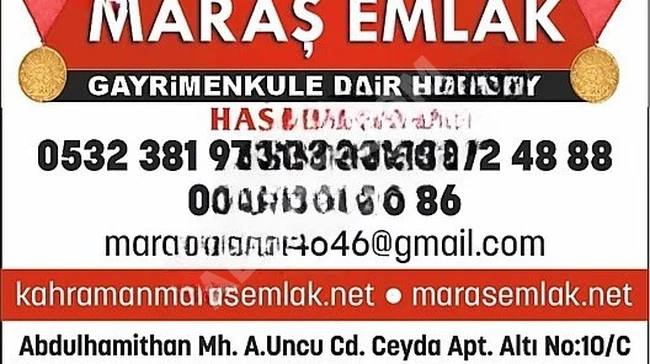 MARAŞ EMLAK'TAN İMRAN KILIÇ KÖPRÜSÜ CİVARI SATILIK TEK TAPU TARL
