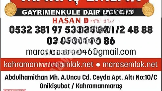 MARAŞ EMLAKTAN ÖNSENDE SATILIK İMARLI 1408 M2 ARSA