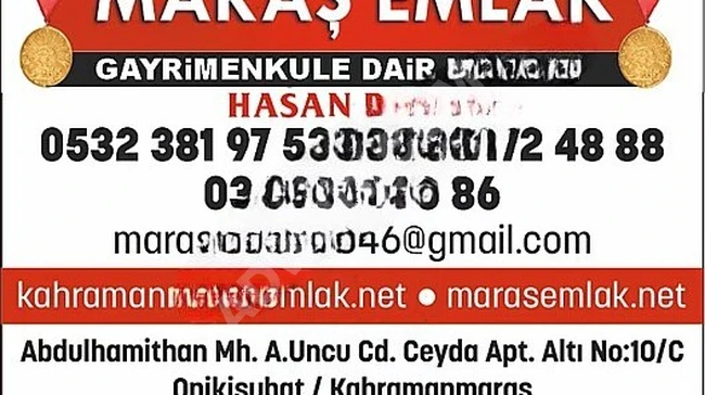 MARAŞ EMLAKTAN TÜRKOĞLU CECELİDE SATILIK ARSA