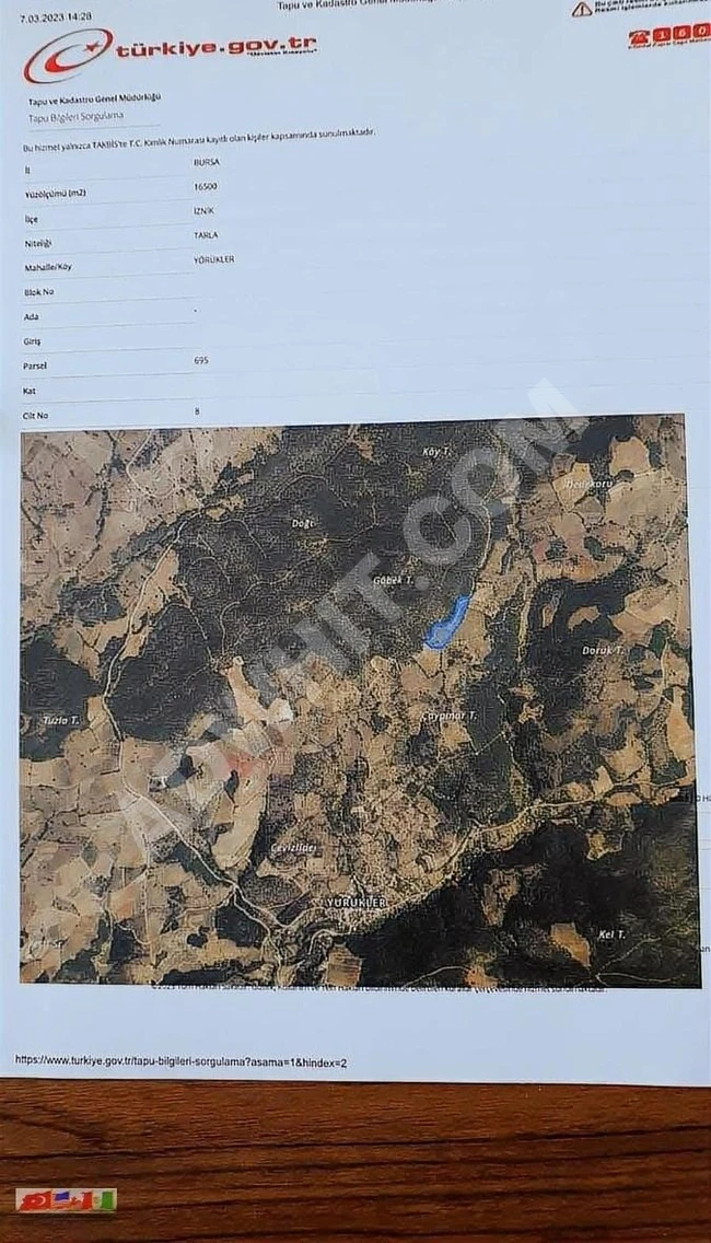 İznik Yörükler Köyünde Satılık Tarla Kadostrosu Yapıldı