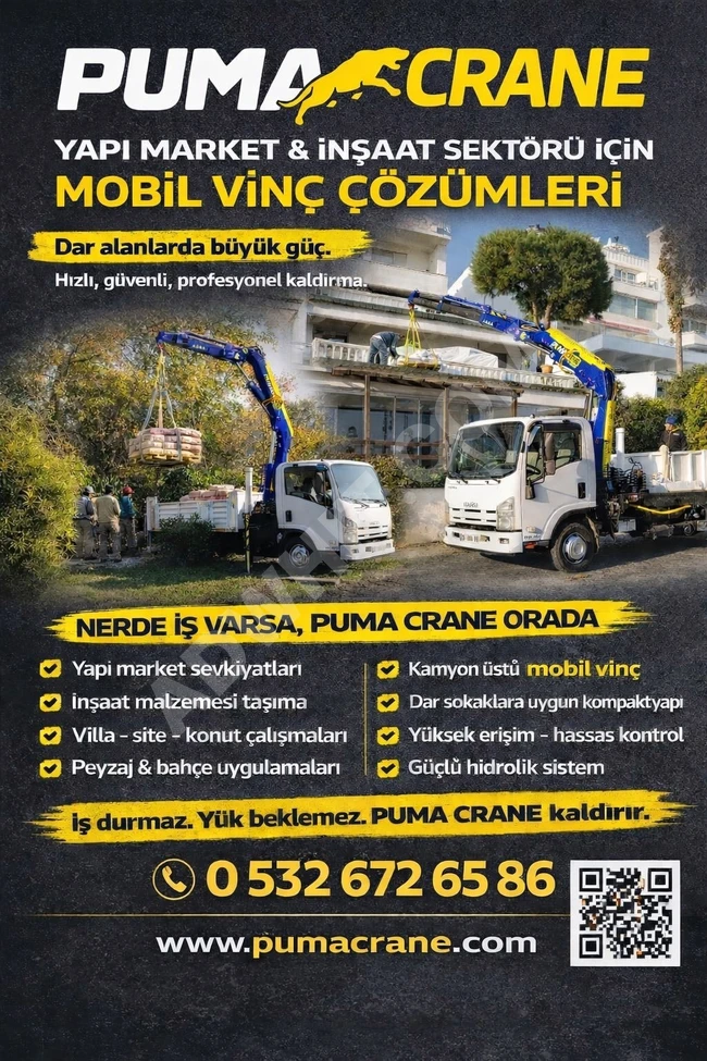 YAPI MARKETLERİ İÇİN TAM KATLANIR VİNÇLER ATAŞMANLI