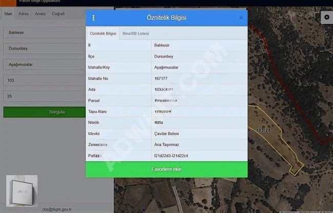 Balıkesir Dursunbey Aşağımusalarda Satılık 12.731 m2 Tarla