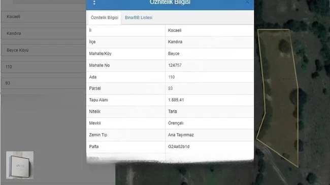 Kandıra Beycede Satılık 1.885 m2 Müstakil Tapulu Tarla