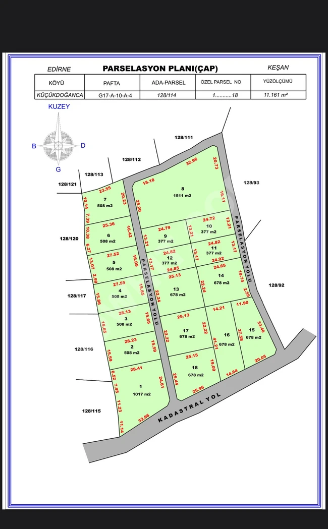 Keşan Küçükdoğanca'da 377 m² Satılık Muvafakatlı Arsa