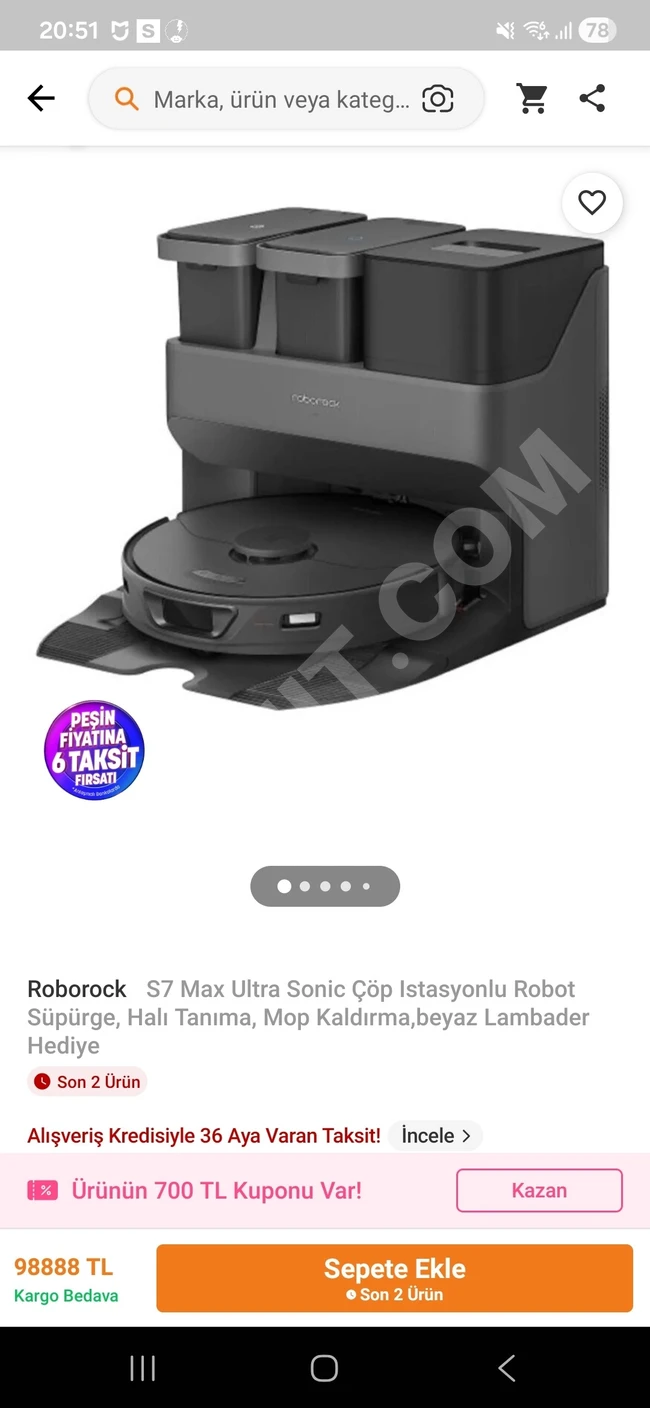 Roborock S7 MaxV Ultra (istasyonlu) SIFIRDAN FARKSİZ