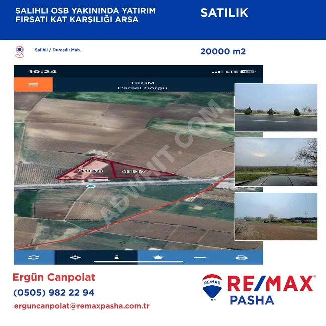 SALIHLI OSB YAKININDA YATIRIM FIRSATI KAT KARŞILIĞI ARSA