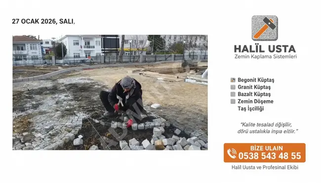 Mersin begonit küptaş zemin döşeme uygulama ekibi Halil 