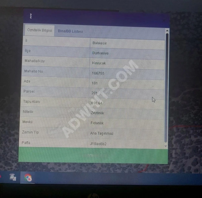 SATILIK TARLA BALIKESİR BURHANİYEDE 698 M²