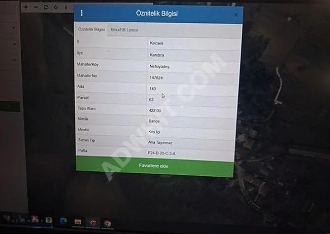 SATILIK ARSA KOCAELİ KANDIRA NEFSİYADEŞ(ESENTEPE) 422 M²