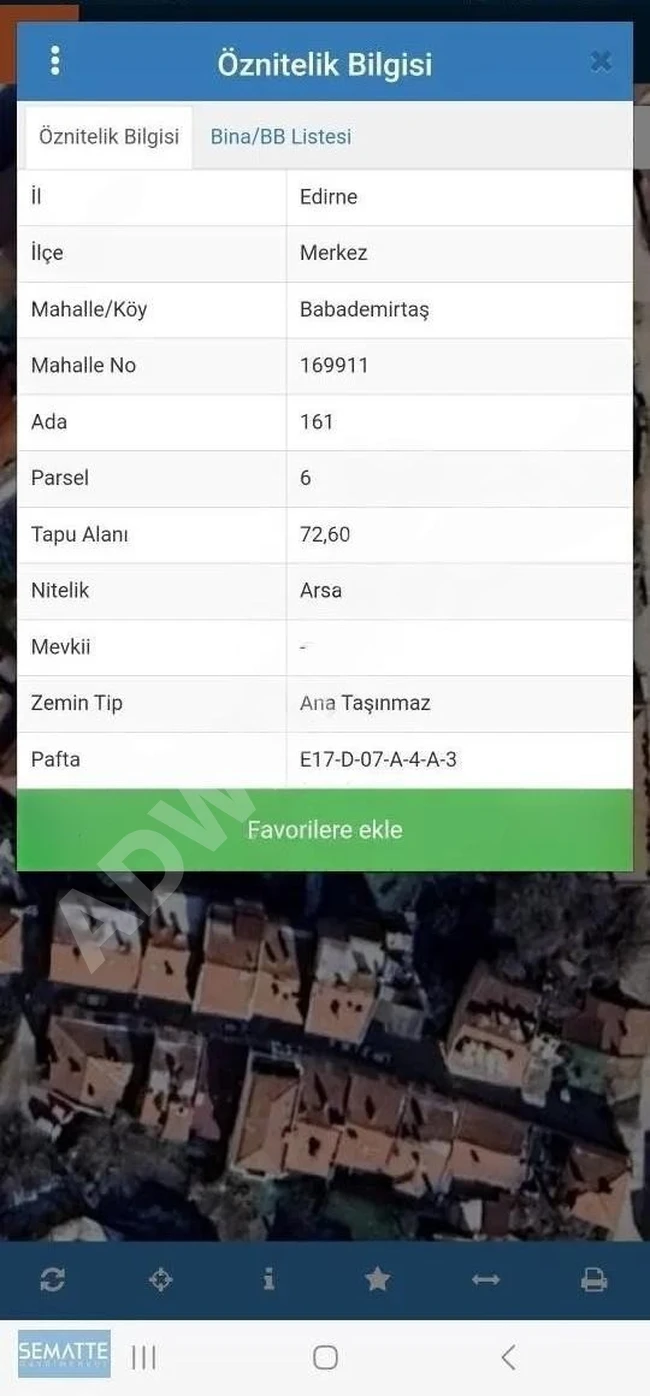 Satılık Müstakıl İmarlı Arsa Edirne Merkezde 73 M2