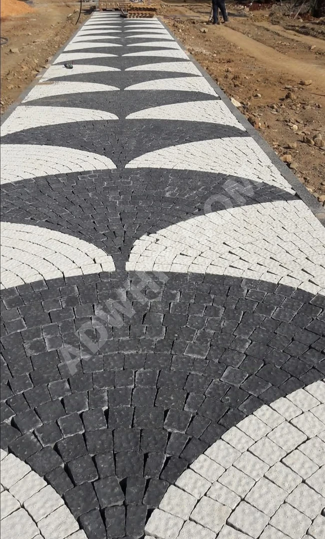 Begonit cube stone floor installation team Halil Mersin