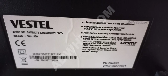 VESTEL TV 32 İNÇ ARIZALI