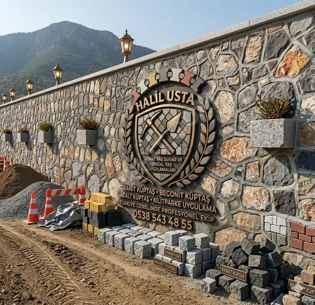 Retaining stone wall, begonite cube stone, granite cube stone