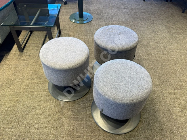 DEMİRHAN OFFICE - COLLECTION BRAND GRAY FABRIC COMFORTABLE ROTATING OTTOMAN