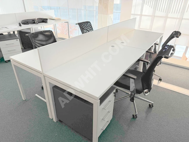 DEMİRHAN OFİS - 4 KİŞİLİK BEYAZ WORKSTATION ÇOKLU ÇALIŞMA MASASI