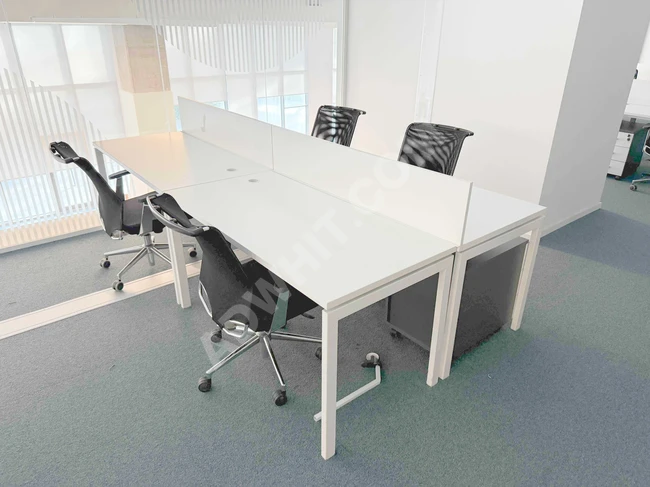 DEMİRHAN OFİS - 4 KİŞİLİK BEYAZ WORKSTATION ÇOKLU ÇALIŞMA MASASI