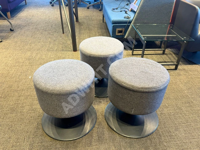 DEMİRHAN OFFICE - COLLECTION BRAND GRAY FABRIC COMFORTABLE ROTATING OTTOMAN