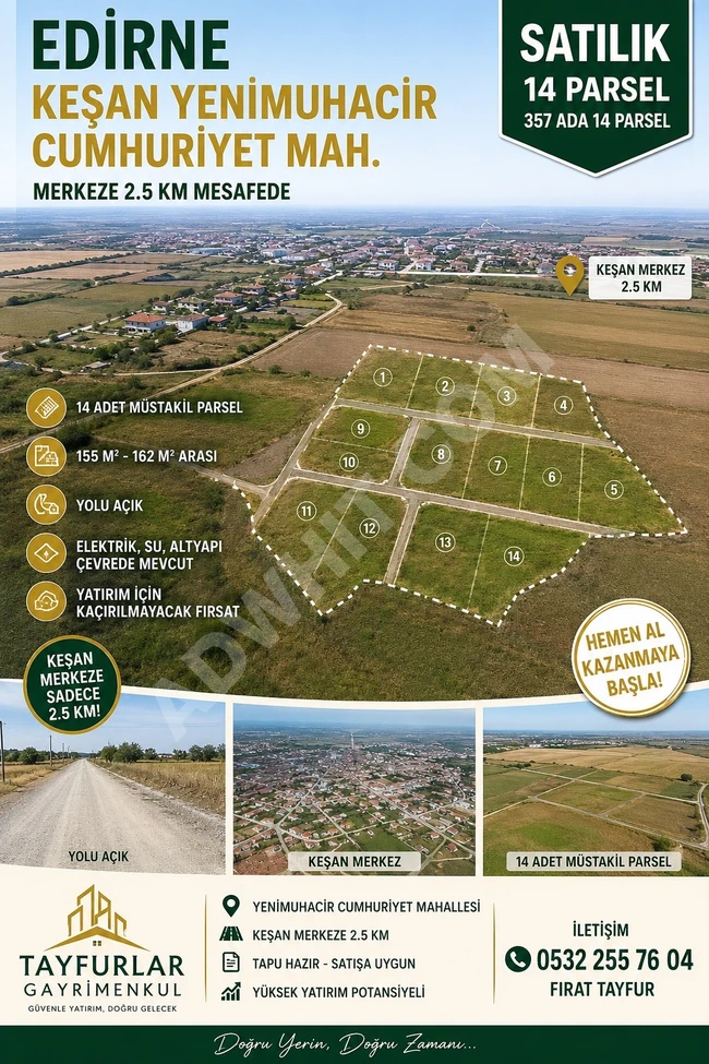 Edirne keşan merkeze. bağlı 1 dönüm 